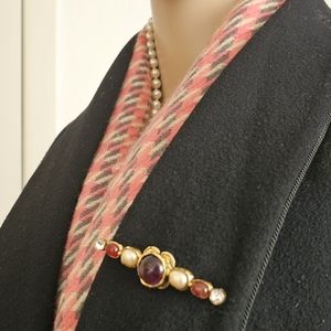 CHANEL Gripoix ‘85 Paris Couture Glass Brooch Pin ULTRA RARE COLOR BLOCK